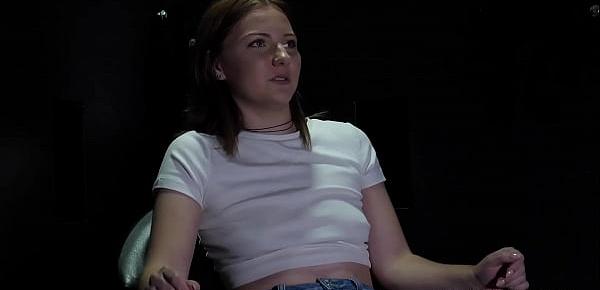  Young Teen sucks all the dicks in the black box
